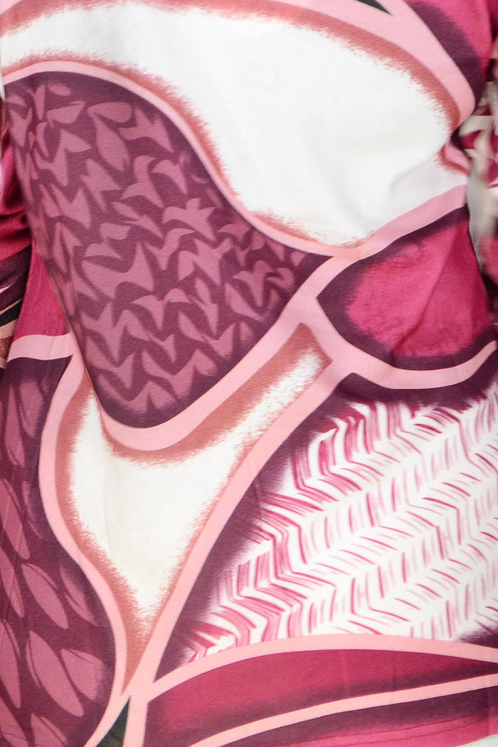 Abstract Pattern Pink Long Sleeve Tunic Top