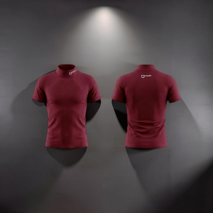 Adult Baseball Short Sleeve Mock Neck Compression Shirt - Maroon