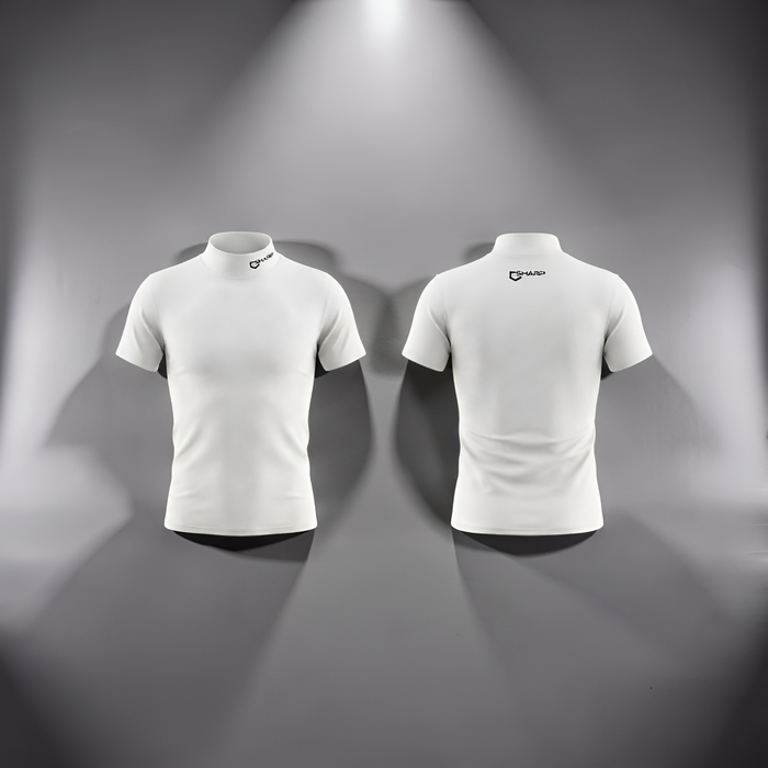 Adult Baseball Short Sleeve Mock Neck Compression Shirt - White