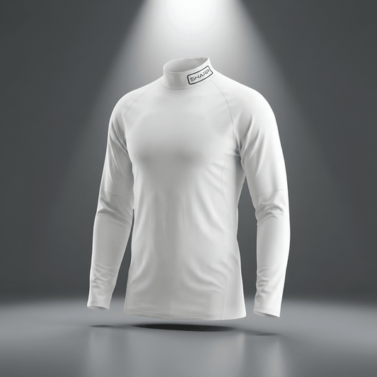 Adult Long Sleeve Mock Neck Compression - White