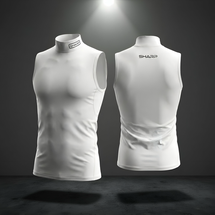 Adult Sleeveless Mock Neck Compression - White