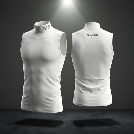 Adult Sleeveless Mock Neck Compression - White