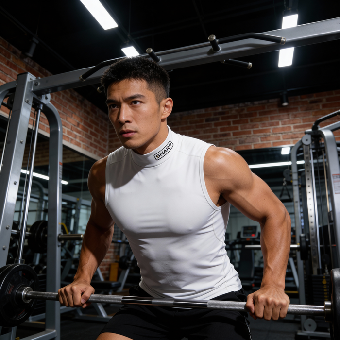 Adult Sleeveless Mock Neck Compression - White