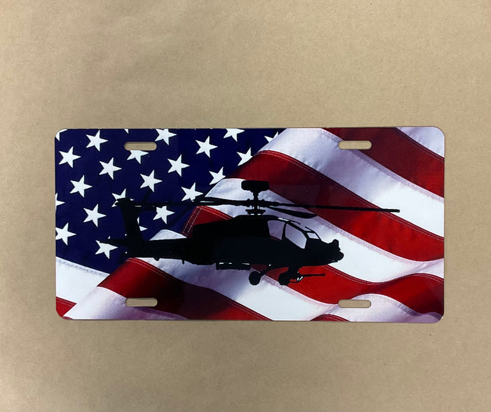 AH-64 Apache License Plate with Flag (color)