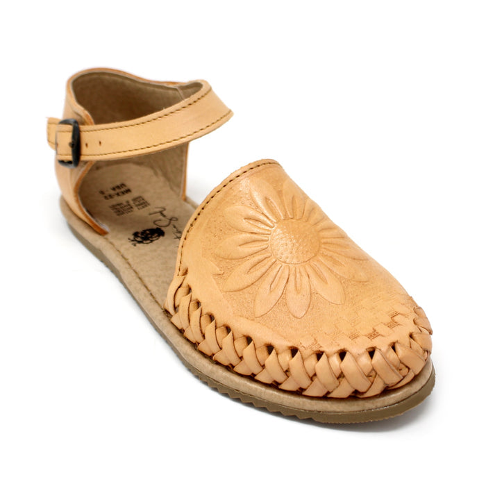 Tan sandal with floral design