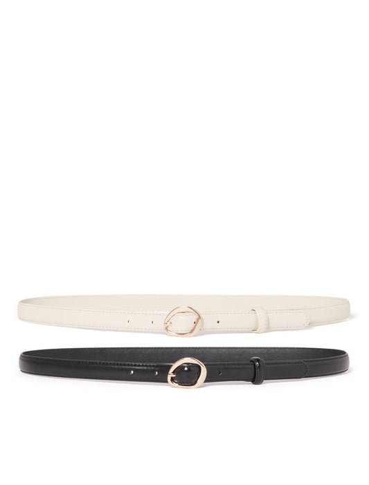 Ali 2 Pack Abstract Buckle Belt Black Ivory Forever New