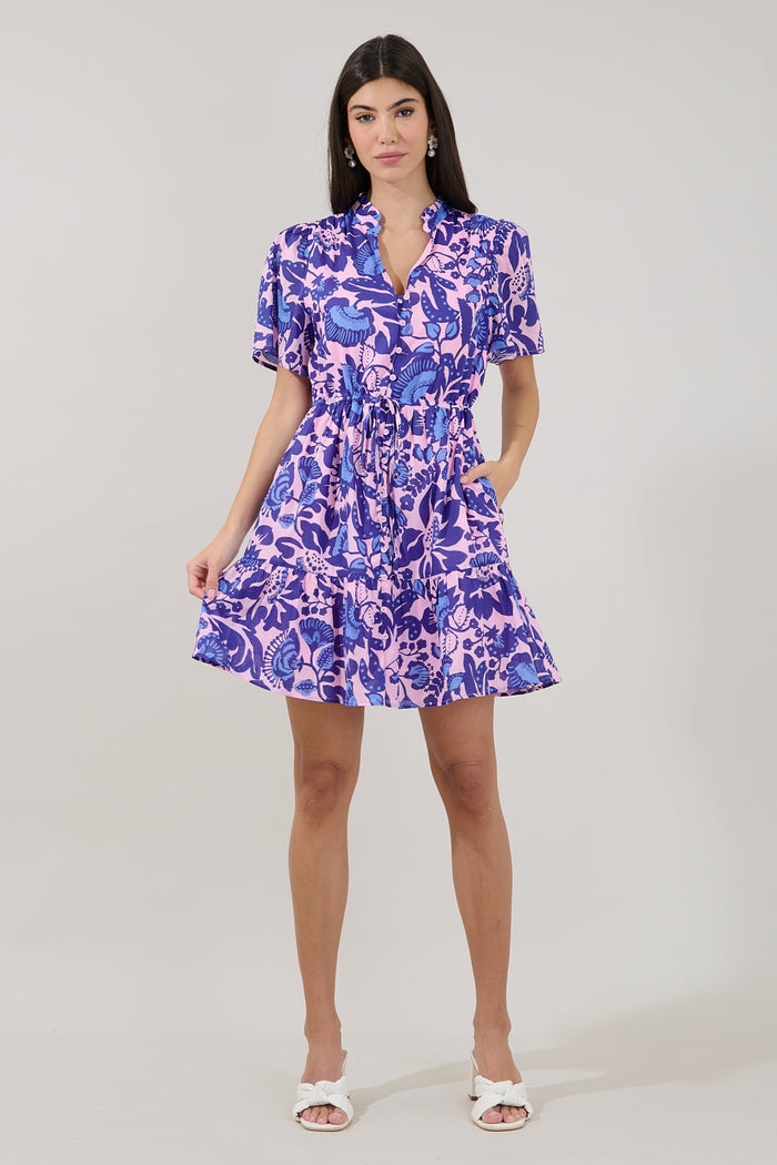 Amo Button Up Mini Dress Floral