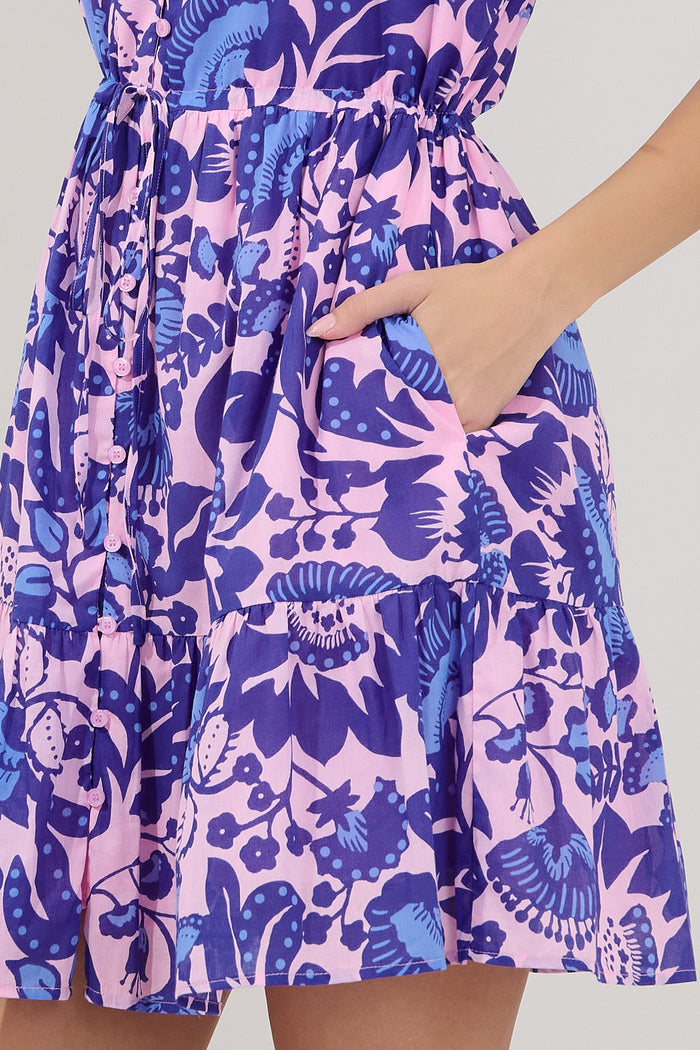 Amo Button Up Mini Dress Floral