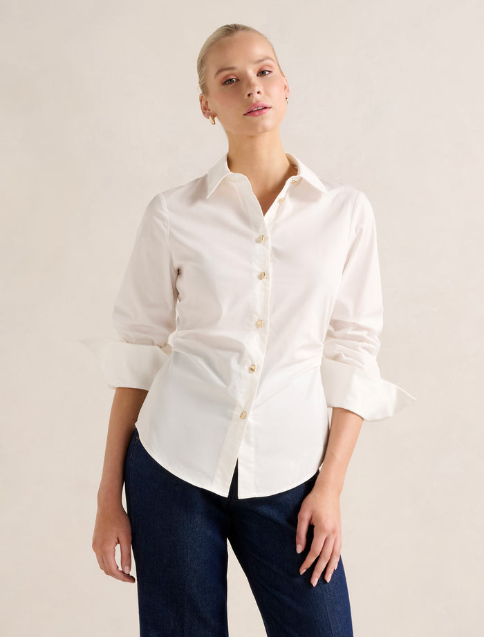 Ange Slim Fitted Shirt Porcelain Forever New