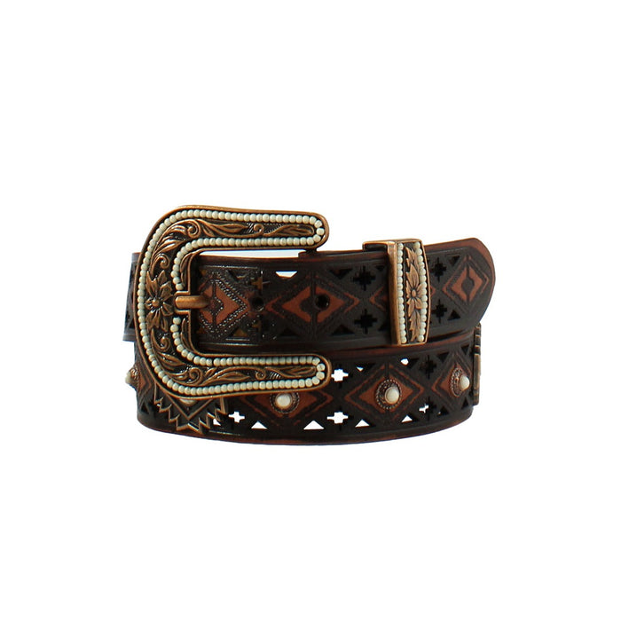 Angel Ranch Ladies Aztec Concho Brown Belt