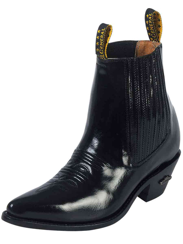 Ankle Cowboy Boot by El General - Black Chameleon
