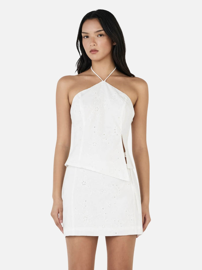 Anousha Halter Top - White Anglaise