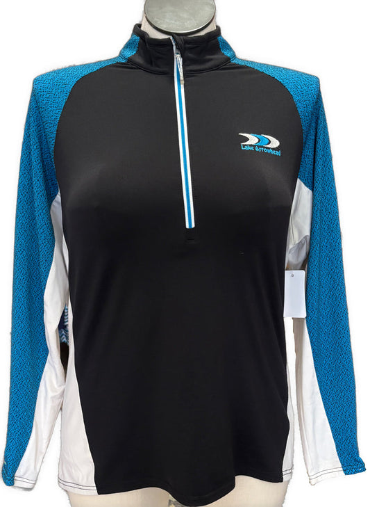 Antigua Black & Blue Patterned Women's Golf Pullover w/Logo Size XL