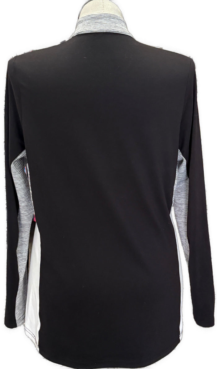 Antigua Black & White Women's Golf Pullover w/Logo Size XL
