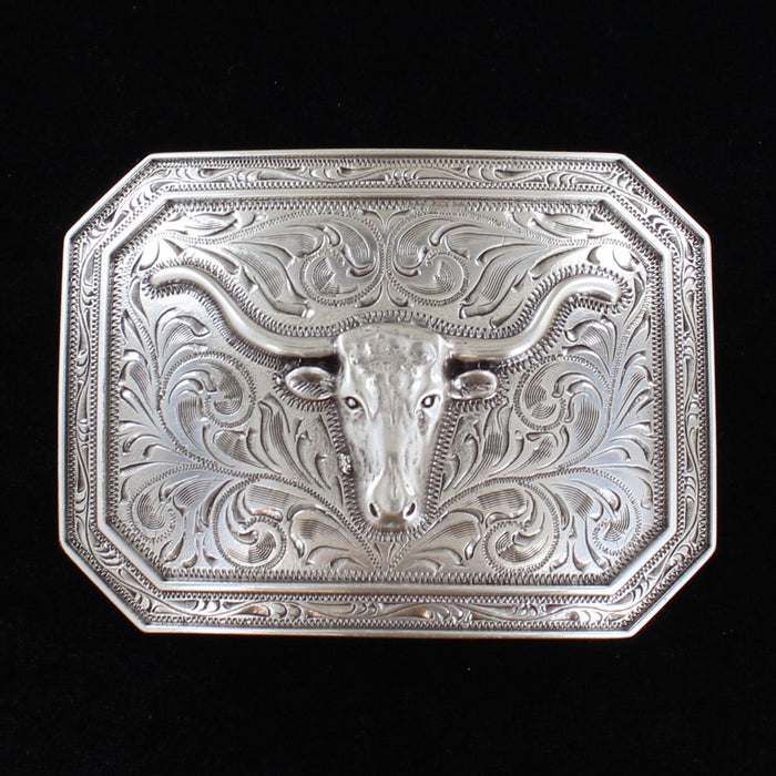 Ariat Silver Longhorn Rectangle Buckle