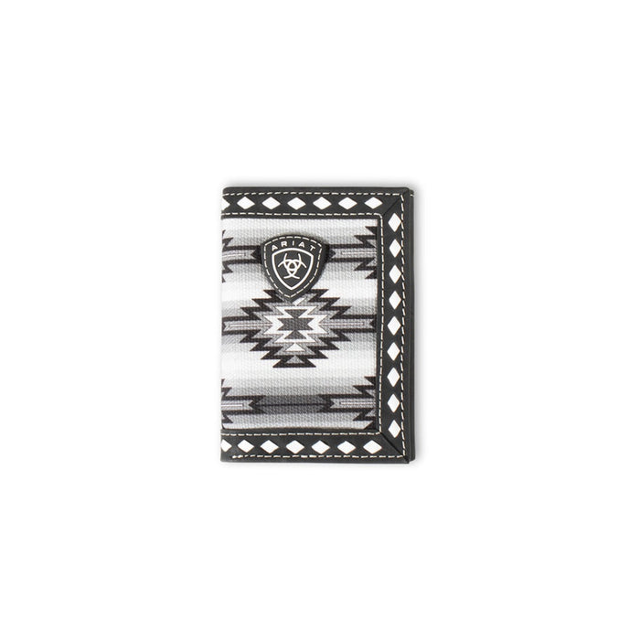 Ariat Trifold Diamond Lacing Wallet- Black