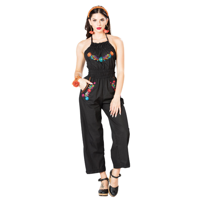 Artisanal Embroidered Jumpsuit- Black