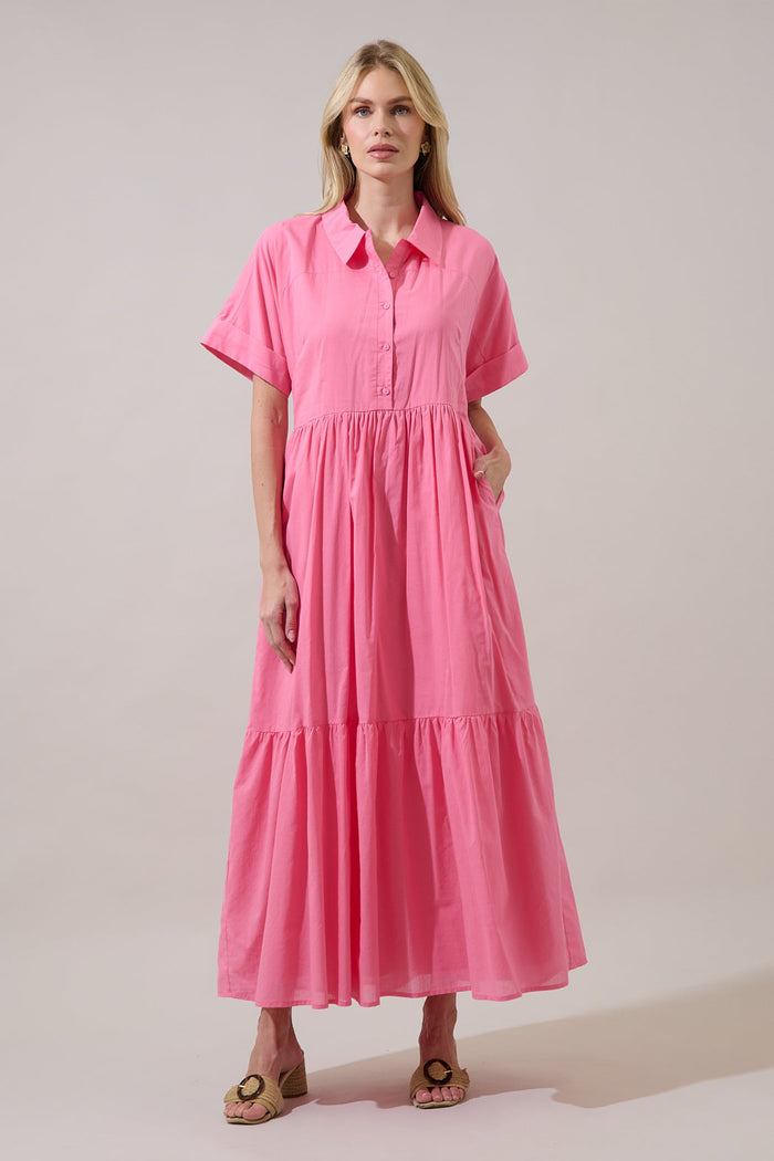Astera Collared Button Up Maxi Dress