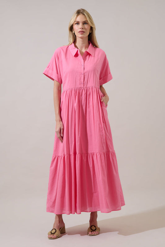 Astera Collared Button Up Maxi Dress