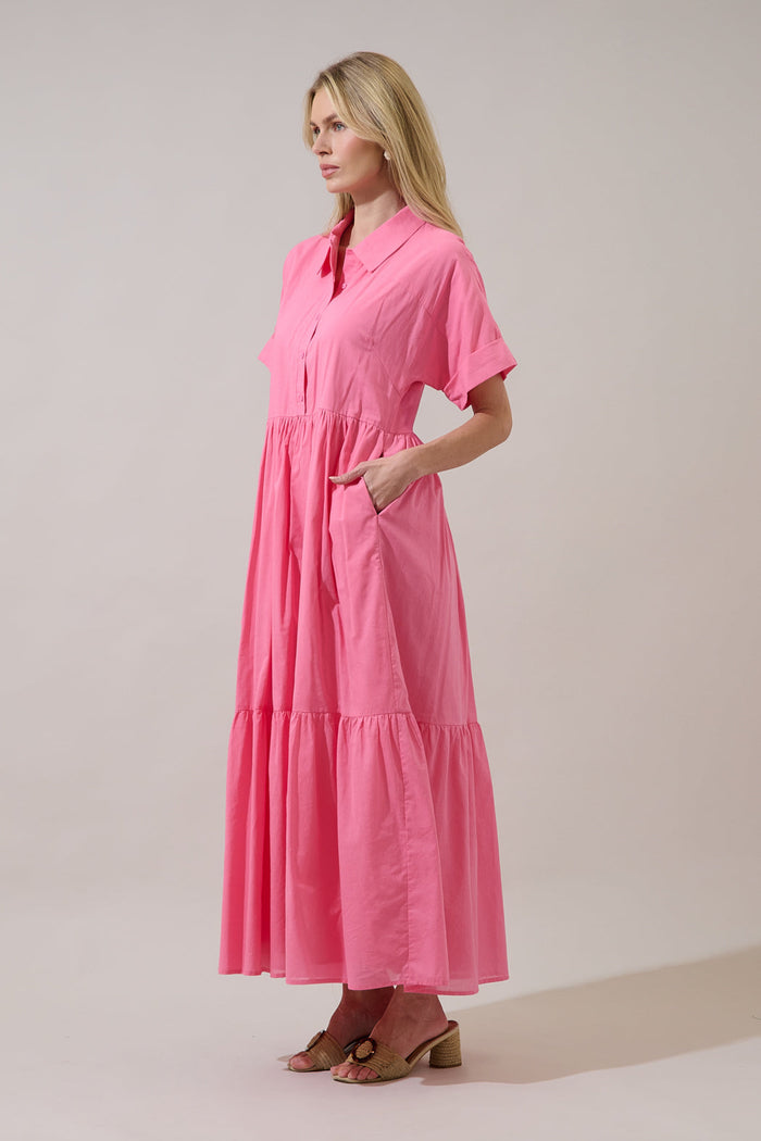 Astera Collared Button Up Maxi Dress