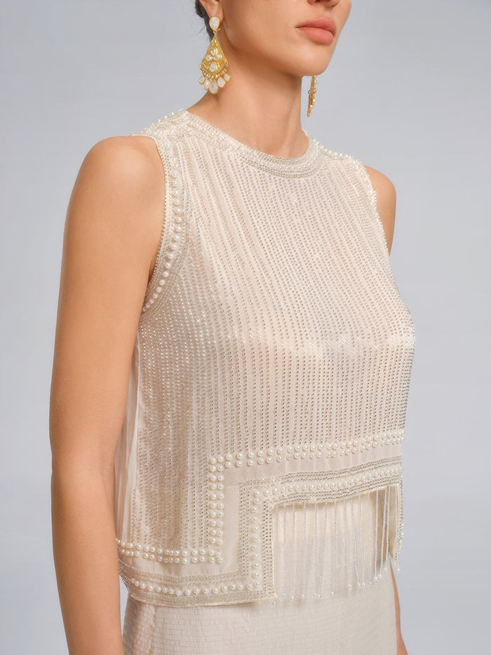 Contemporary outfit piece with structured shape and smooth lines