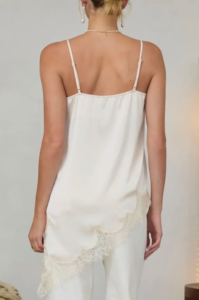 Asymmetrical Crinkled Satin Cami Tunic