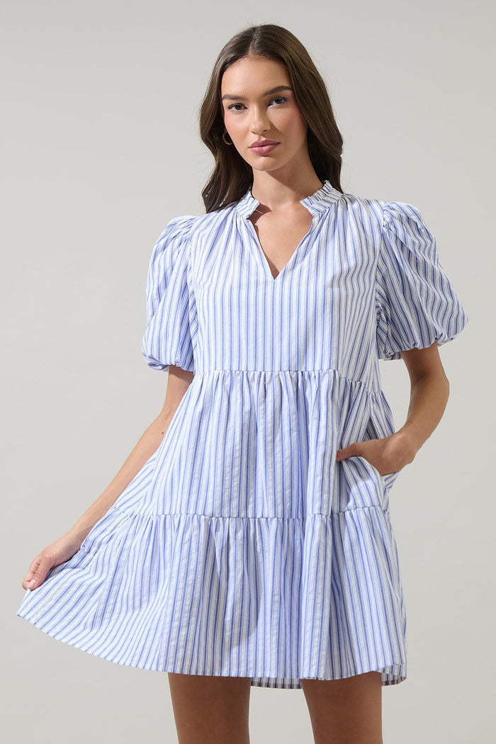 Audry Striped Jacey Babydoll Mini Dress