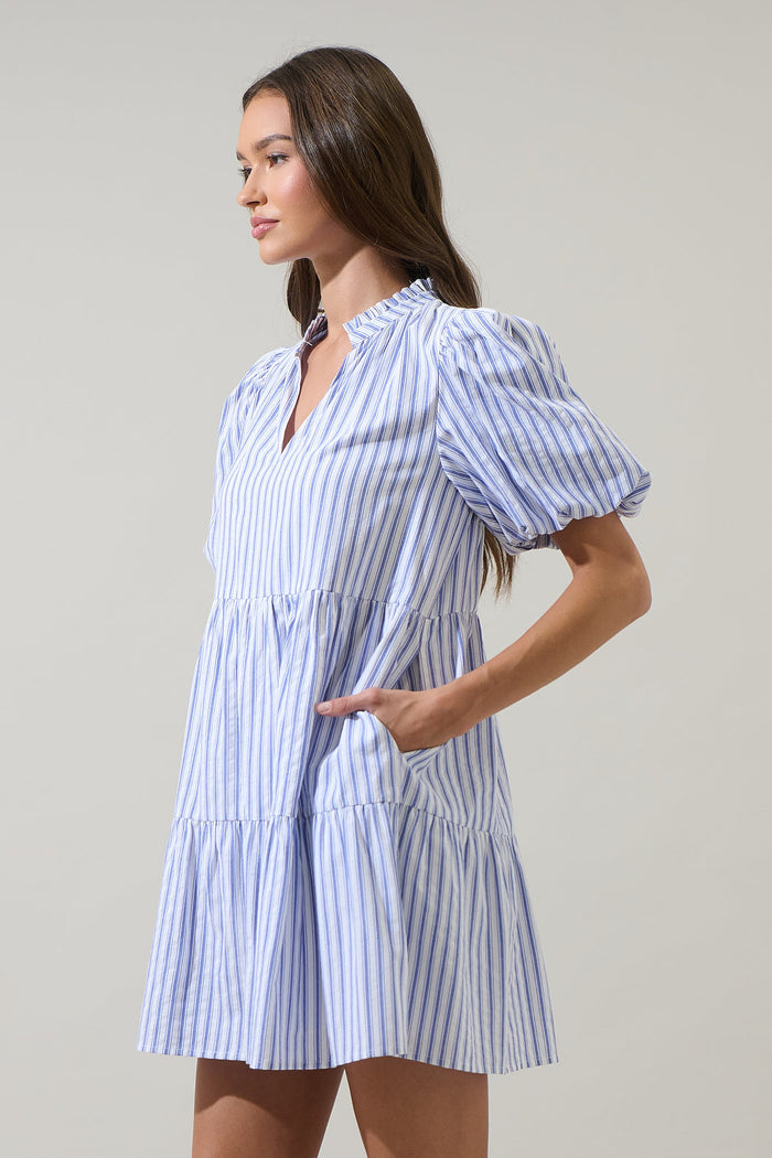 Audry Striped Jacey Babydoll Mini Dress