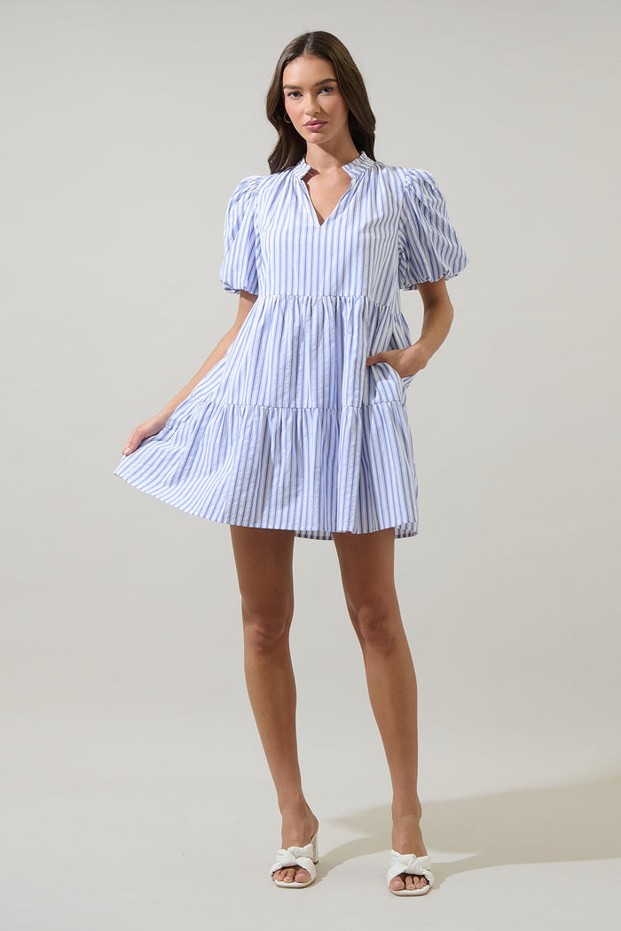 Audry Striped Jacey Babydoll Mini Dress