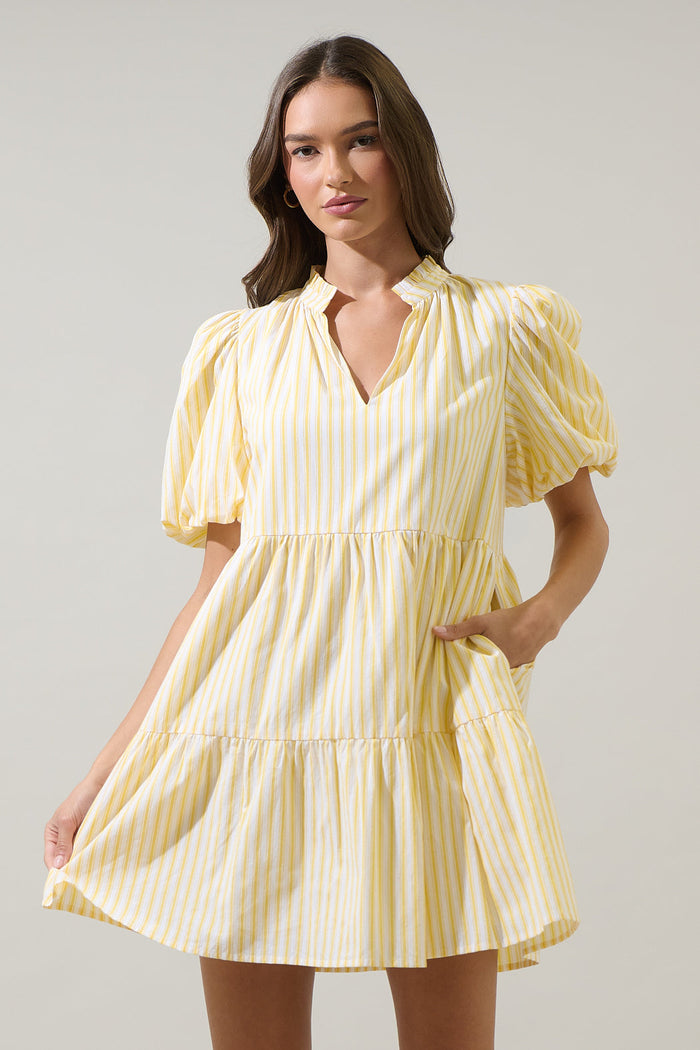 Audry Striped Jacey Babydoll Mini Dress