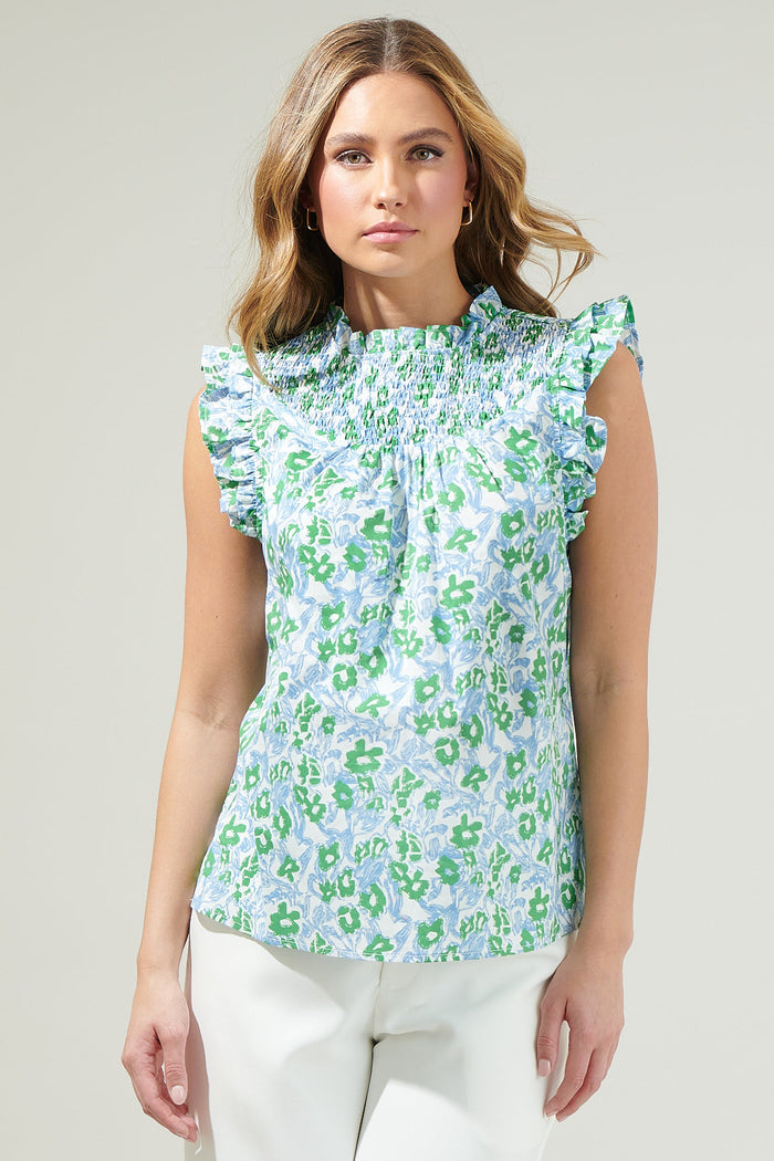 Ayana Floral Ruffle Smocked Top