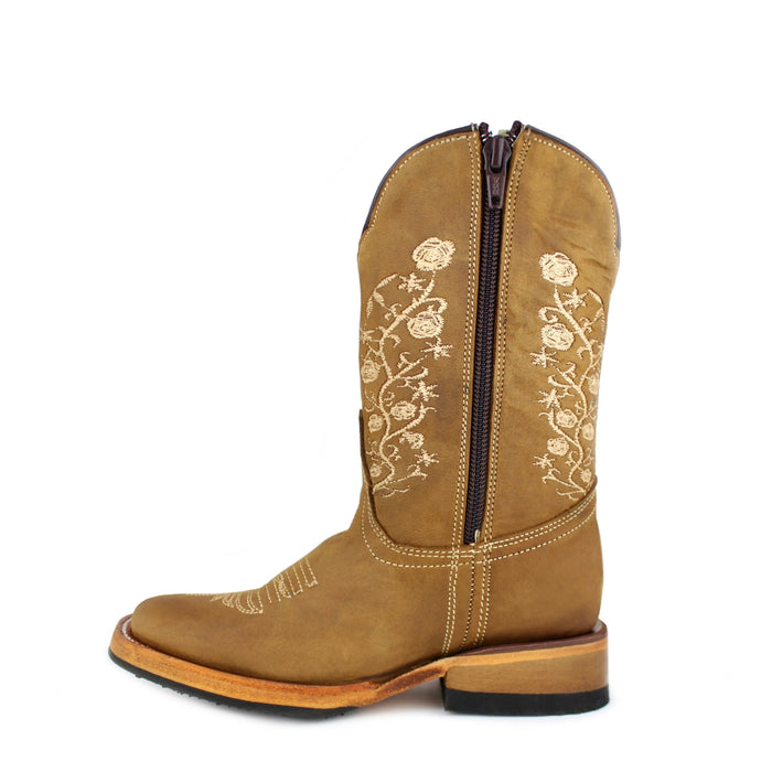 Bandoleros Floral Kid's Cowgirl Boot w/ Zipper