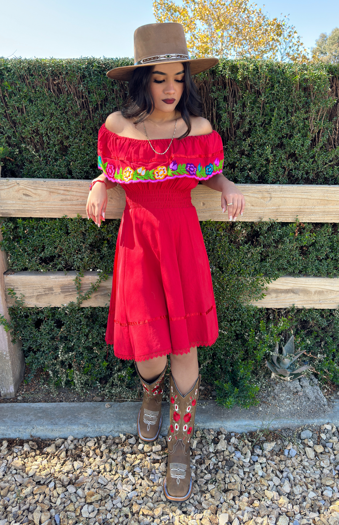 Bandoleros Rose Squared Toe Cowgirl Boots
