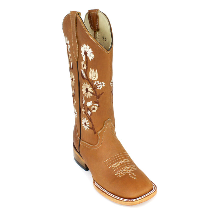 Bandoleros Square Toe Floral Cowgirl Boots