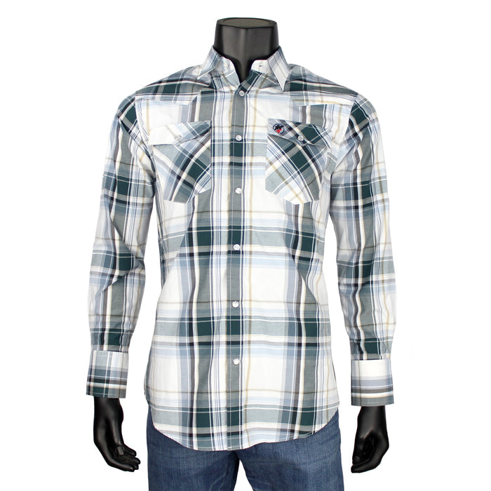 Bandoleros Western Cowboy Plaid Shirts - Blue & Green
