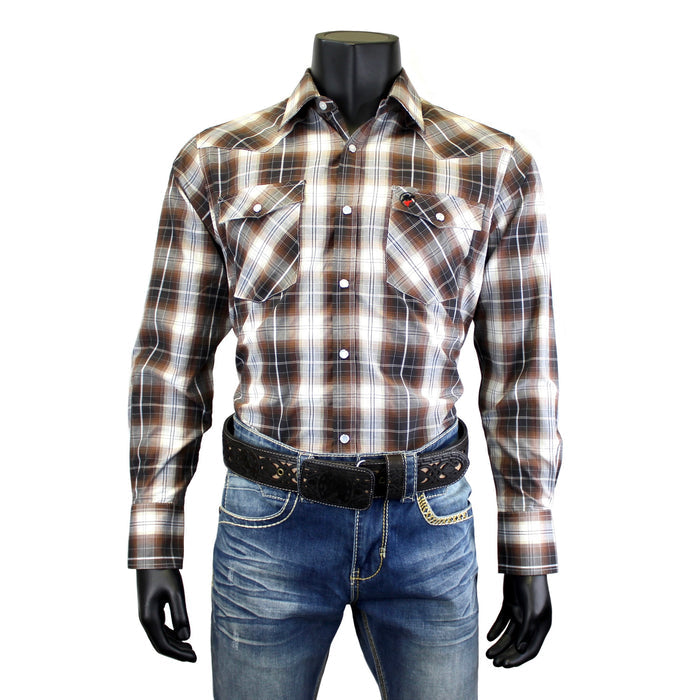 Bandoleros Western Cowboy Plaid Shirts - Brown