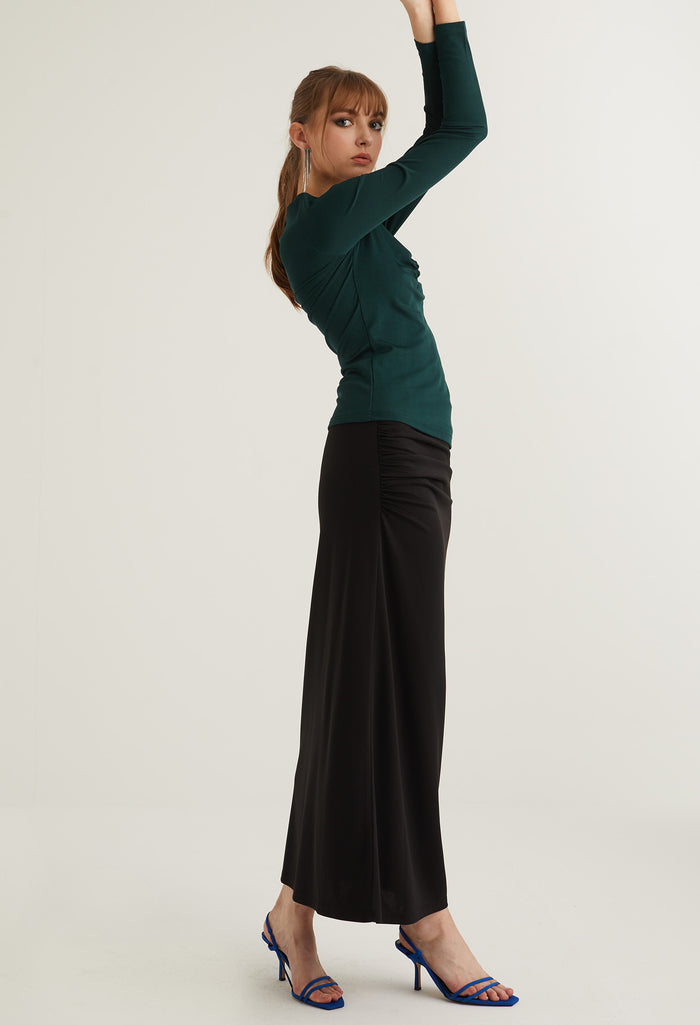 Basic Cinch Detail V Neck Top
