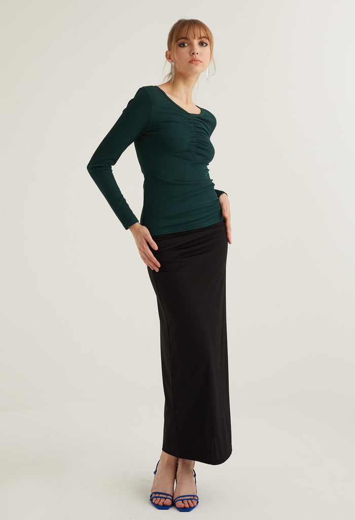 Basic Cinch Detail V Neck Top