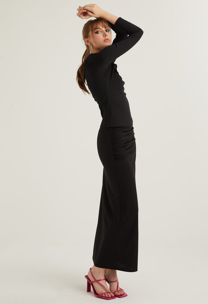 Basic Cinch Detail V Neck Top