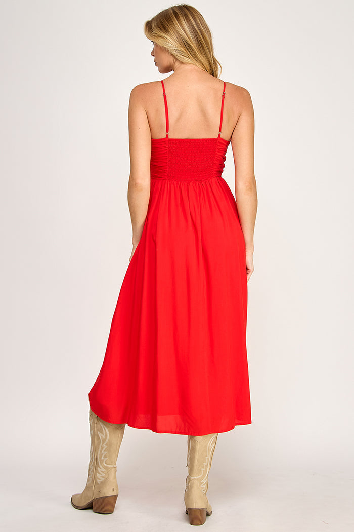 Beaded Bust Midi Dress