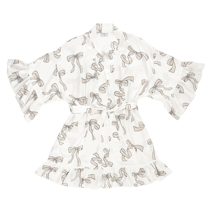 Bella -  Ruffled Satin Robe 0672 - Flax Bows