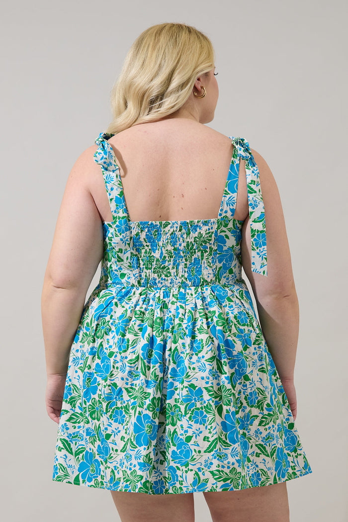 Bivore Floral Gracia Pleated Mini Dress Curve