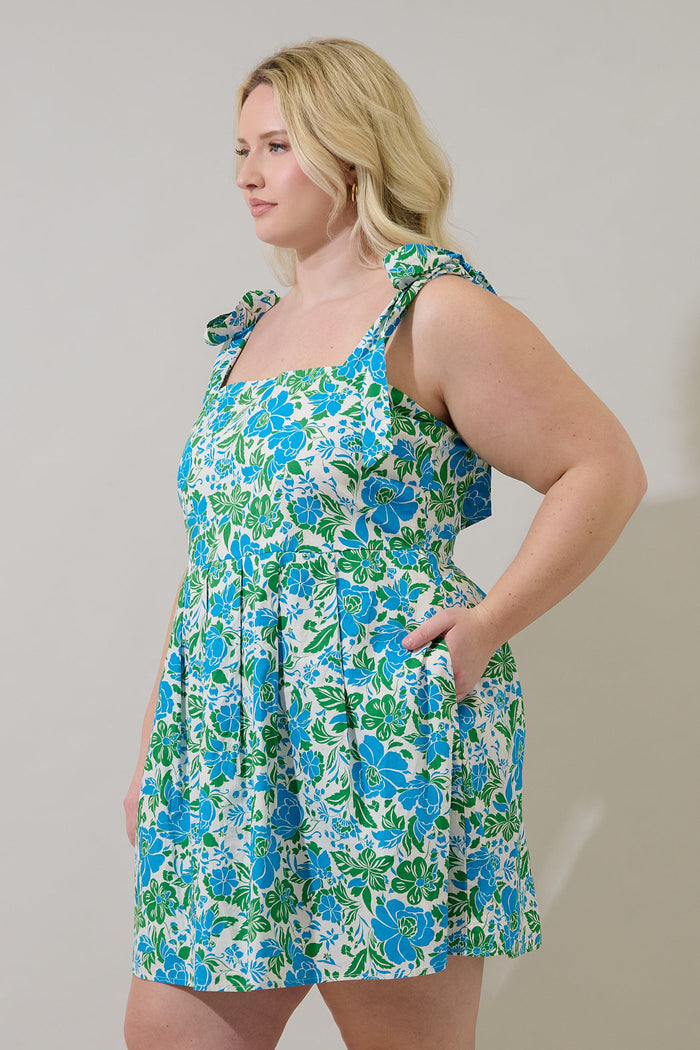 Bivore Floral Gracia Pleated Mini Dress Curve
