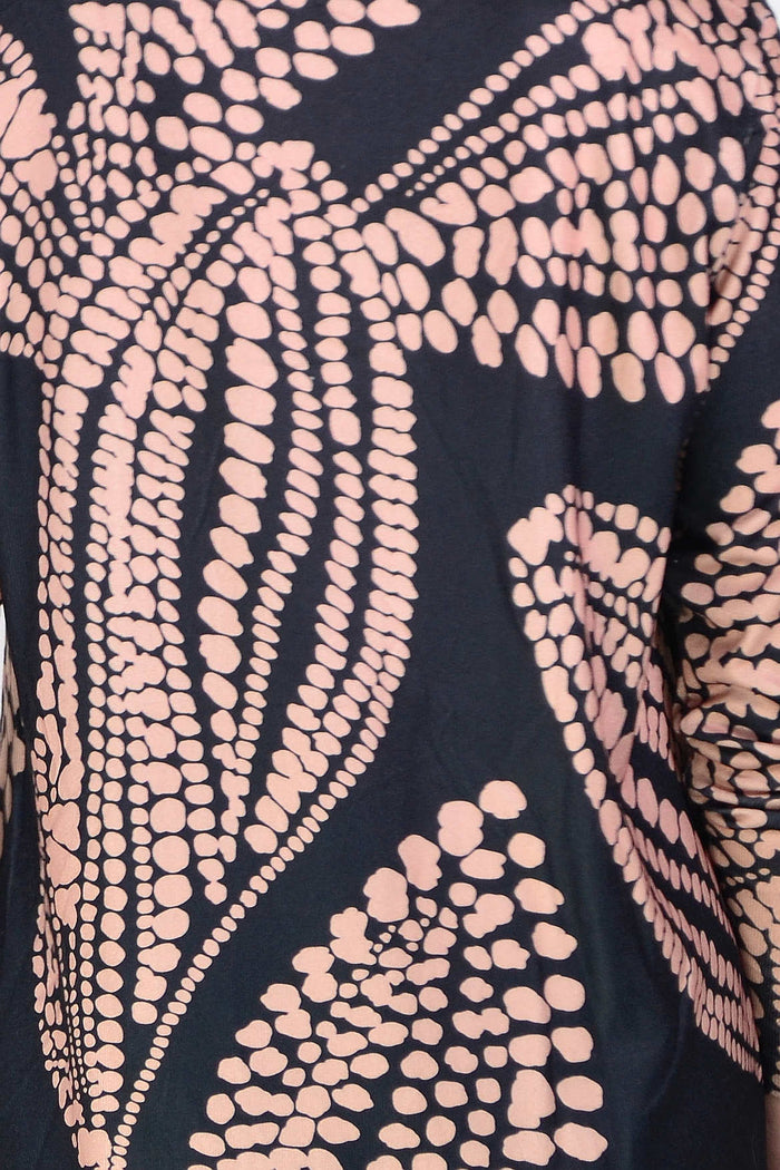Black Beige Floral Pattern Tunic Top