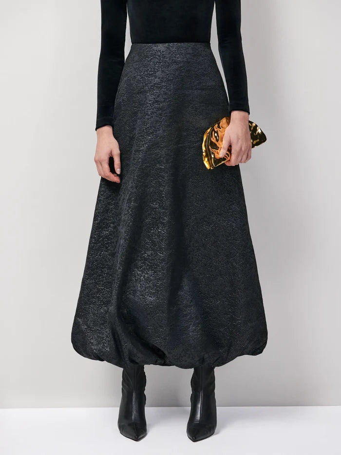 Black Jacquard Puffball Skirt