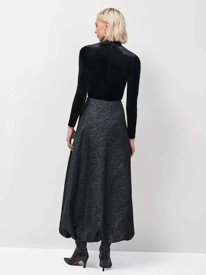 Black Jacquard Puffball Skirt