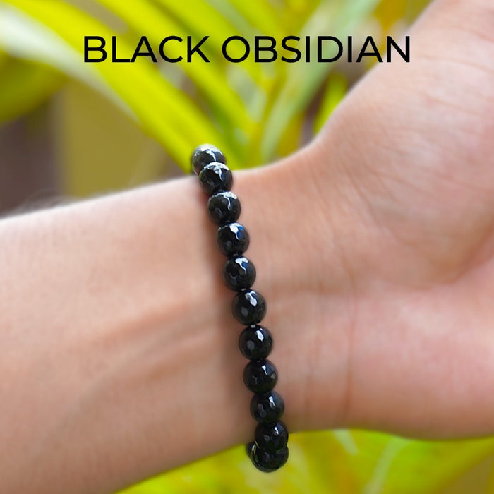 Black Obsidian Bracelet - Diamond Cut