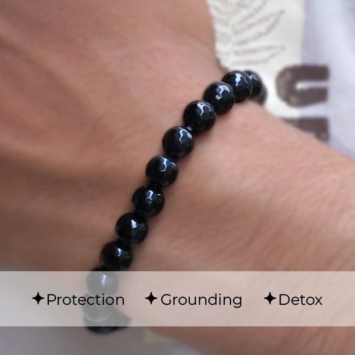 Black Obsidian Bracelet - Diamond Cut