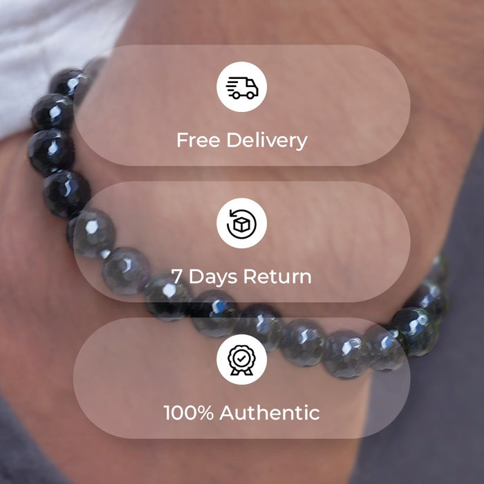 Black Obsidian Bracelet - Diamond Cut
