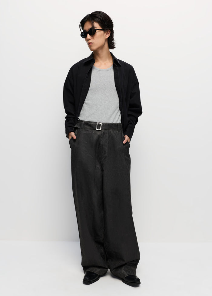 BLACK WASHED LONG-SLEEVE SHIRT